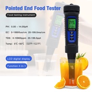 0-14PH เมตร4 In 1ปลายแหลมเครื่องทดสอบอาหาร PH Tooi EC มิเตอร์วัดอุณหภูมิดิจิตอลวัดความเป็นกรดทดสอบเน