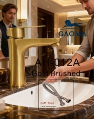 Gaoma 🐎🔥 ก๊อกน้ำอ่างล้างหน้า SUS304 สแตนเลสสีทองด้าน สไตล์นอร์ดิก ลุกษณะท่อทองแดง แบบหรูหราพรีเมียม