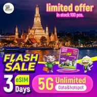 Thai eSim【1~3 days Unlimited data】 4G/5G LTE Thailand AIS eSim Cards【✅ TOPUP】【✅ esim】