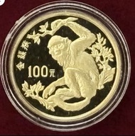 1988年中國金幣8克珍稀野生動物第1組金絲猴金幣一 個