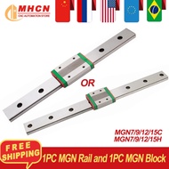 1pc MGN7 MGN9 MGN12 MGN15 MGN Miniature Linear Rail 100-1000mm + 1pc MGN7H/C MGN9H/C MGN12H/C MGN15H