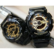 G Jam tangan /unisex Shock Couple Black Gold Watch