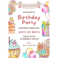 Birthday Invitation Digital Card Design | Birthday Ecard | Happy Birthday | Kids | PNG/PDF Only |