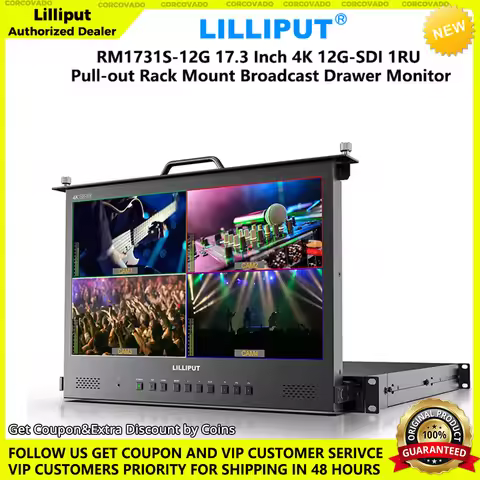 17.3 Inch Screen Vdieo Monitor 4K 12G SDI 1RU Pull-out Rack Mount Field Monitor【Lilliput RM1731S-12G