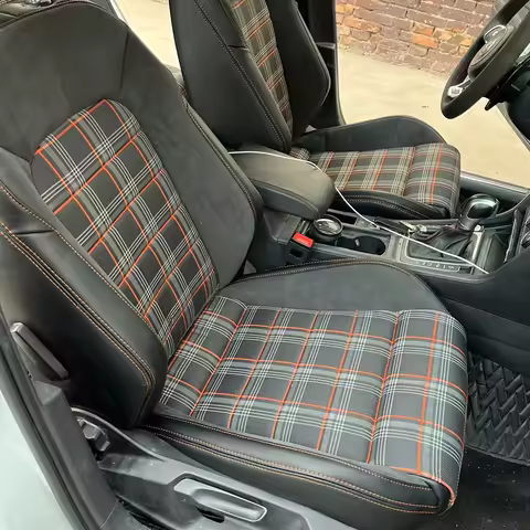 Jdm Orange Plaid Interior Upholstery Fabric Auto Accessory Decoration 1M×1.5M for MK7 VW Golf GTI MK