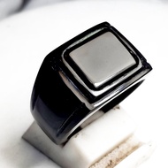 Cincin Batu Natural Black Onix Model Melintang