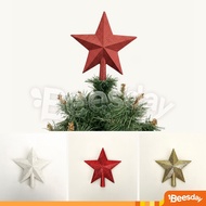 MERAH 15cm Glitter Star Topper (V61) | Red Gold White Glitter Plastic Christmas Tree Top Decoration