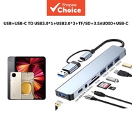 Type C Adapter USB HUB, supporting up to HDMI 4K 30Hz, USB2.0, USB3.0, PD, and SD/TF Penyesuai Jenis