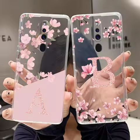 Letter Case For OPPO F11 Pro/OPPOF11/A9X Fashion Flower Back Cover Transparent Soft Silicone TPU Cle