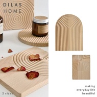 DILAS HOME Zen Japandi Wabisabi Style Beech Wooden Jewellery Key Bread Fruit Tea Coffee Food Tray Se