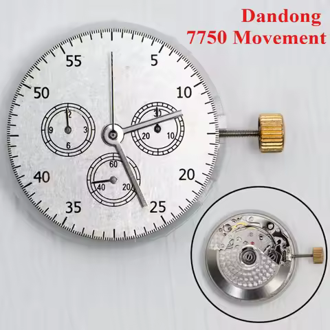 7750 Movement China Dandong Automatic Watch Movement Chornograph 7750 Mechnical movement 6 PINS with