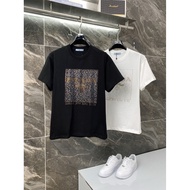 T-shirt Prada/T-shirt Prada bercorak lengan pendek uniseks, T-shirt pasangan, T-shirt leher bulat, r