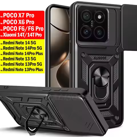 For Xiaomi 14T Pro 13T POCO X7 Pro F6 X6 C65 Redmi 14C 13C Note 14 Pro Plus 5G 13 Case Slide Camera 