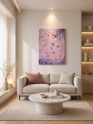 【在花季裡】粉色花卉抽象畫掛畫  50×70cm  大尺寸客製畫訂製