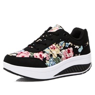 GC3 Floral Print Korean Women's Lightweight Shaped Up High Platform Sneakers