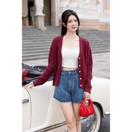 EUDORA OVERSIZED KNIT CARDIGAN IN WINE