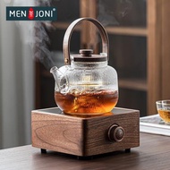 Men&amp;Joni胡桃木辦公室電陶爐煮茶器玻璃燒水壺煮茶壺中式養生茶爐