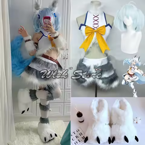 Anime Redo of Healer Kaifuku Jutsushi no Yarinaoshi Setsuna Cosplay Costume Setsuna Tail Shoes Wig E