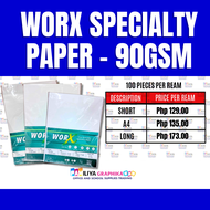 Worx Specialty Paper - 90GSM - 100 pieces per Ream (Long, A4, Short)