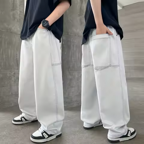 Children Fashion Spring Summer Straight Denim Pants for Boys Brief Casual Trousers Teen Kids Luxury 