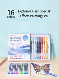 16/24 Colors Large Capacity Gel Pen, 1.0mm Thick Tip, For Painting, Writing In Hand Accounts, Doodle