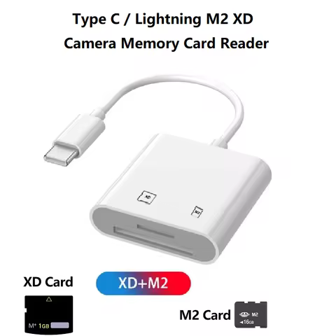 iPhone XD Card Reader Lightning/Type-c M2 Card Reader XD Picture Card Adapter for Camera Memory Card