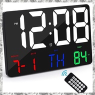 [I O J E] Digital Wall Clock Large Display Alarm Clock with Wireless Remote Control LED Wall Clock with Date and Temperature