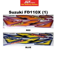 Suzuki FD110X FD 110 X (1) Body Sticker Stripe Red / Blue