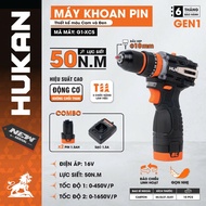 HUKAN G1-XC5 16v battery drill, Torque 50Nm, 3 functions, Household screwdriver drill - Plaster