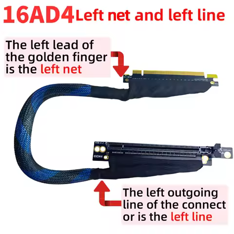 PCI-E 4.0 X16 Server Graphics Card Extension Cable GEN4 Braided Mesh Silver-plated Wire GPU Adapter 