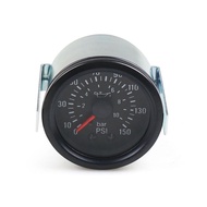 For Car Truck Engineering Vehicle Compatible 52mm Mechanical Oil Pressure Gauge 0-10bar/0-150psi Fea