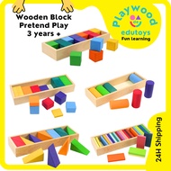 Ins Wooden Rainbow Stacking Block Cylinder Cube Triangle Slope Domino Shape Stacking Block Toy
