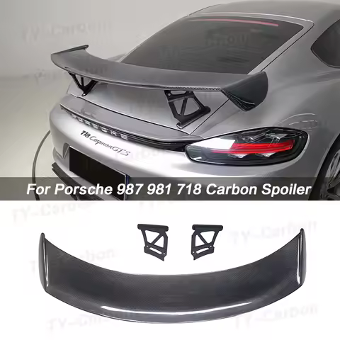 Real Carbon Fiber Rear Spoiler Tail Wings For Porsche Cayman Boxster 986 987 981 718 GT-4 Car Extern