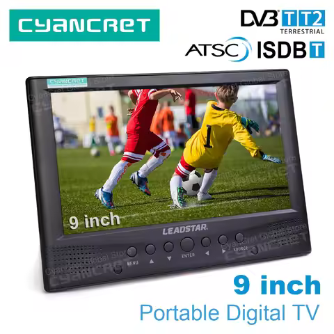 LEADSTAR D9-1 Portable TV DVB-T2 ATSC ISDB-T tdt DTT 9 inch Digital and Analog Television mini small