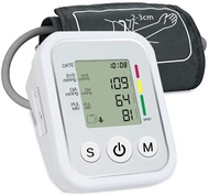 Easy-to-Use High-Quality Original Portable Electronic Digital Automatic Arm-Type Blood Pressure BP Monitor Device USB Cable Battery w/ Heart Rate and Pulse Rate Meter for Systolic and Diastolic Accurate Readings with Memory and Easy-to-Carry