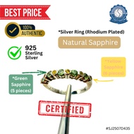 Silver Sterling Ring Topaz And Green Sapp...