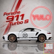Porsche 911 Turbo S alloy car model, scale 1:32, open door, led lights, sound, gift