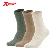 XTEP Men Sports Flat Socks 3-Pairs Cotton Comfortable Breathable All-match