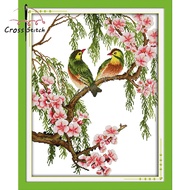 Red-Billed Leiothrix Cross Stitch Complete Set With Pattern Printed Unprinted Aida Fabric Canvas 11CT 14CT Stamped Counted Cloth With Materials DIY Needlework Handmade Embroidery Home Room Decor Sewing Kit