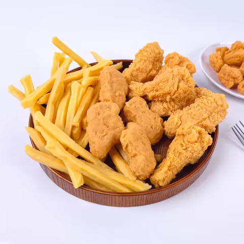 Simulation Fried Chicken Model Food Photo Prop Artificial French Fries Funny Toys Fast Food Shop Dis