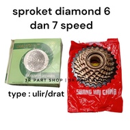 Bicycle gear 6 7 speed diamond threaded sprocket/