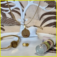 ♂ ☼ ▤ Blessed Saint Padre Pio Necklace & Bangle Bracelet Set (Original PVD 18k Italy Gold)