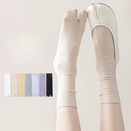 Y2K Japanese Cotton Elastic Two Fingers Sock Women Short Tube Split Tabi Toe Socks Simple Vertical S