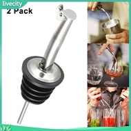 {livecity} 2Pcs Stainless Whisky Liquor Wine Pourer Stopper Bottle Spout Dispenser with Cap