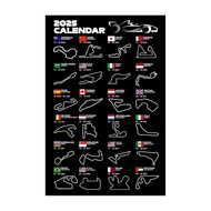 F1 Calendar Poster 2025 Formula 1 Racing Track Print Sports Wall Art For Boys Room And Office Decor 