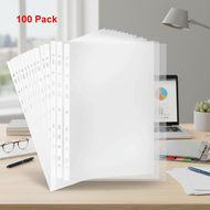 100 Clear Sheet Protectors, A4/Long Size, Fits Arch Files/Ring Binders