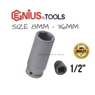GENIUS DEEP IMPACT SOCKET ½" Dr. ( 6PT ) 8MM ~ 36MM