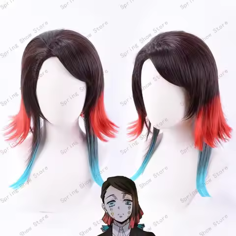 Kimetsu no Yaiba Enmu Cosplay Costume Synthetic Hair Short Styled Halloween Party Wig