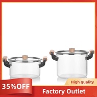 Glass Pot Heat Resistant Stew Pot Instant Noodles Pot Heat Resistant Double Ear Soup Pot Vegetable Salad Pot Factory Outlet