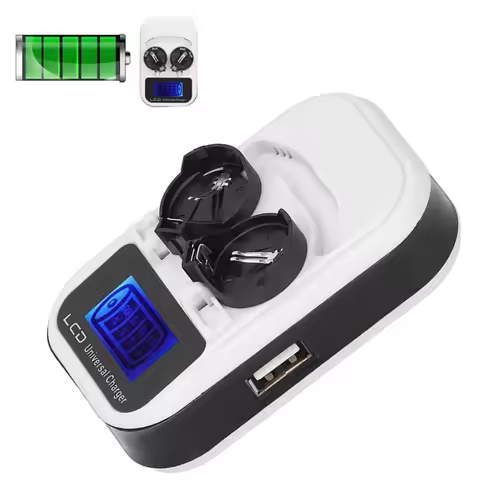 LCD Button Battery Charger for LIR2016 2025 2032 ML2016 2025 2032 Coin Cell Battery USB Multi-functi